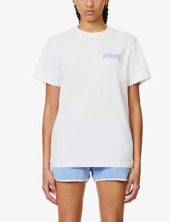 Sporty & Rich X Prince Sporty Logo-printed Cotton-jersey T-shirt 7 Sporty & Rich X Prince Sporty Logo-printed Cotton-jersey T-shirt -Whistles Closet Shop R04173071 WHITEBLUE ALT02