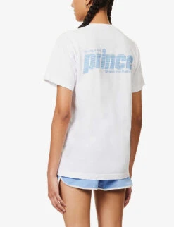 Sporty & Rich X Prince Sporty Logo-printed Cotton-jersey T-shirt 8 Sporty & Rich X Prince Sporty Logo-printed Cotton-jersey T-shirt -Whistles Closet Shop R04173071 WHITEBLUE ALT03