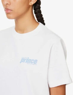 Sporty & Rich X Prince Sporty Logo-printed Cotton-jersey T-shirt 9 Sporty & Rich X Prince Sporty Logo-printed Cotton-jersey T-shirt -Whistles Closet Shop R04173071 WHITEBLUE ALT04