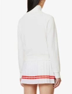 Sporty & Rich X Prince Logo-print Quarter-zip Cotton Sweatshirt -Whistles Closet Shop R04173086 WHITERED ALT03