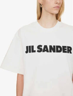 Jil Sander Logo-print Boxy-fit Cotton-jersey T-shirt 9 Jil Sander Logo-print Boxy-fit Cotton-jersey T-shirt -Whistles Closet Shop R04173120 102 ALT04