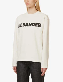 Jil Sander Logo-print Relaxed-fit Cotton-jersey T-shirt 7 Jil Sander Logo-print Relaxed-fit Cotton-jersey T-shirt -Whistles Closet Shop R04173121 102 ALT02