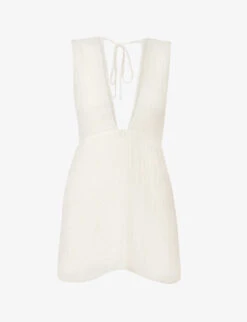 Exclusive Altyn Plunge-neck Silk-blend Mini Dress