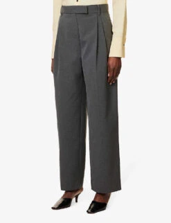 Orla Straight-leg Mid-rise Stretch-woven Trousers -Whistles Closet Shop R04174457 CHARCOALMARLE ALT02