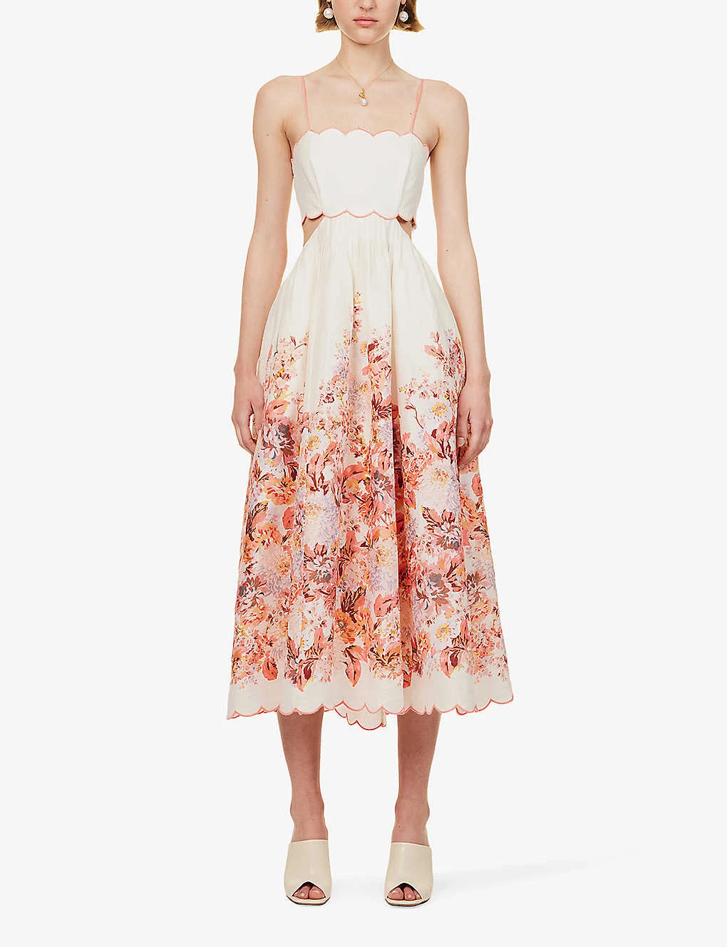 Zimmermann Devi Floral-print Flared-hem Linen Midi Dress 3 Zimmermann Devi Floral-print Flared-hem Linen Midi Dress - Image 3