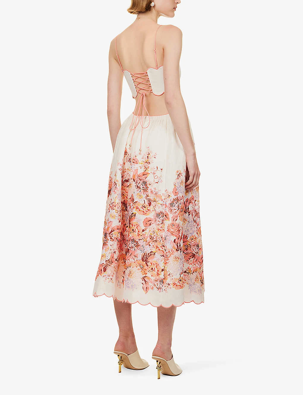 Zimmermann Devi Floral-print Flared-hem Linen Midi Dress 4 Zimmermann Devi Floral-print Flared-hem Linen Midi Dress - Image 4