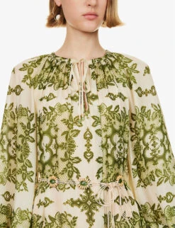 Zimmermann Raie V-neck Silk Maxi Dress 9 Zimmermann Raie V-neck Silk Maxi Dress -Whistles Closet Shop R04174602 GREENDAMASK ALT04