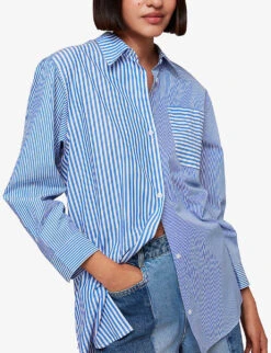 Whistles Millie Stripe Oversized Cotton Shirt 7 Whistles Millie Stripe Oversized Cotton Shirt -Whistles Closet Shop R04175228 MULTICOLOURED ALT02