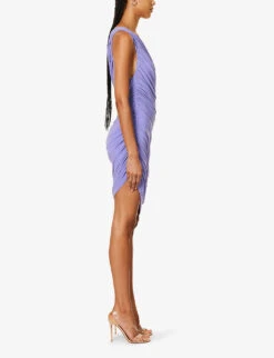 Norma Kamali Diana Ruched Stretch-woven Mini Dress -Whistles Closet Shop R04179598 LILAC ALT02