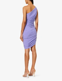 Norma Kamali Diana Ruched Stretch-woven Mini Dress -Whistles Closet Shop R04179598 LILAC ALT03