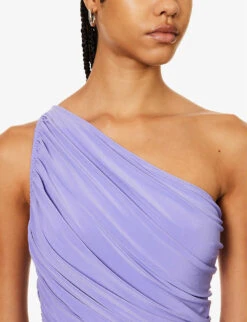 Norma Kamali Diana Ruched Stretch-woven Mini Dress -Whistles Closet Shop R04179598 LILAC ALT04