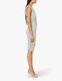 Norma Kamali Diana Ruched Stretch-woven Midi Dress -Whistles Closet Shop R04179609 LIGHTGREY ALT02