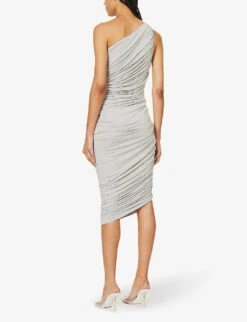 Norma Kamali Diana Ruched Stretch-woven Midi Dress -Whistles Closet Shop R04179609 LIGHTGREY ALT03