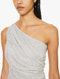 Norma Kamali Diana Ruched Stretch-woven Midi Dress -Whistles Closet Shop R04179609 LIGHTGREY ALT04