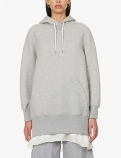 Sacai Zip-back Relaxed-fit Cotton-blend Hoody 8 Sacai Zip-back Relaxed-fit Cotton-blend Hoody -Whistles Closet Shop R04180397 LGRAY ALT02