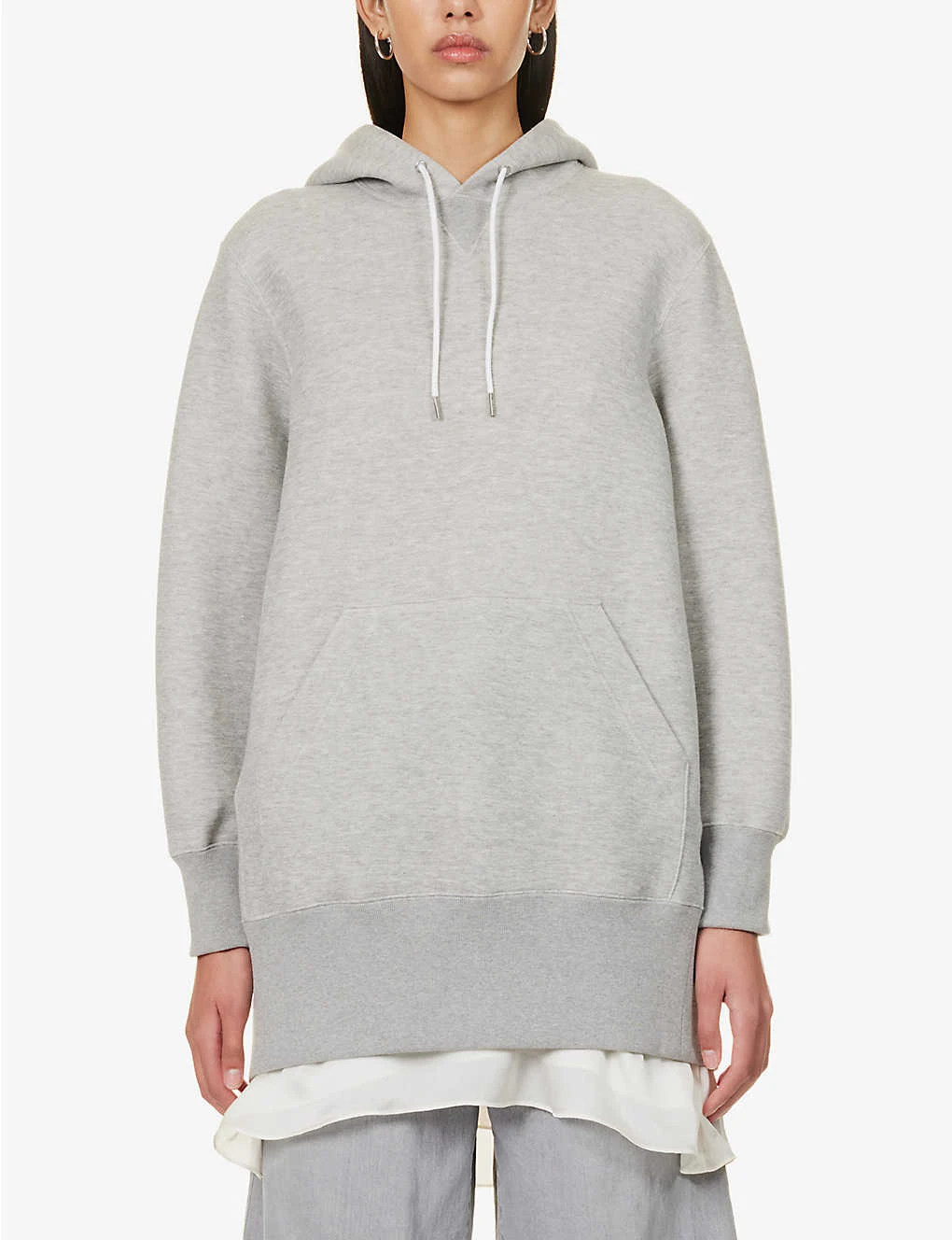 Sacai Zip-back Relaxed-fit Cotton-blend Hoody 3 Sacai Zip-back Relaxed-fit Cotton-blend Hoody - Image 3