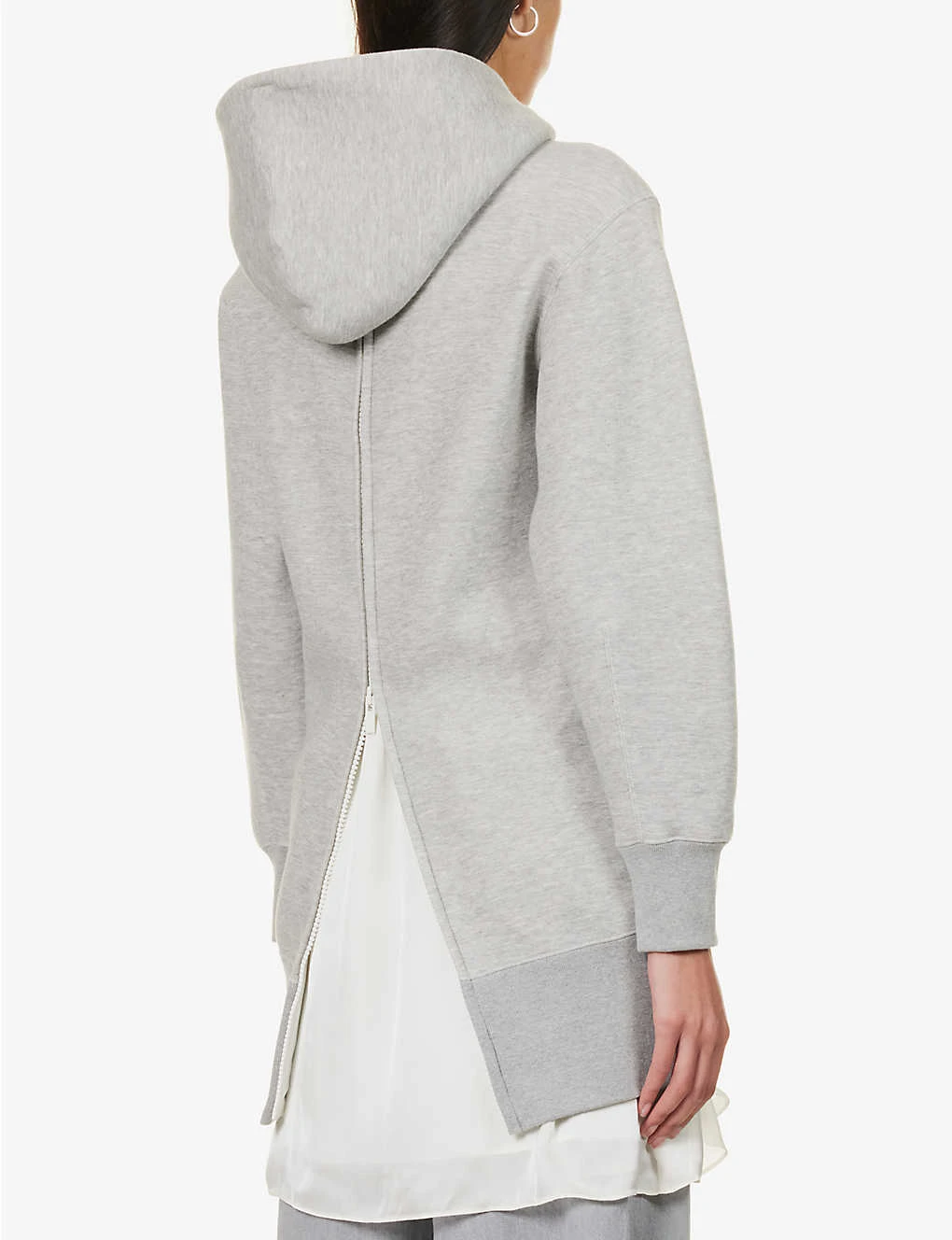 Sacai Zip-back Relaxed-fit Cotton-blend Hoody 4 Sacai Zip-back Relaxed-fit Cotton-blend Hoody - Image 4