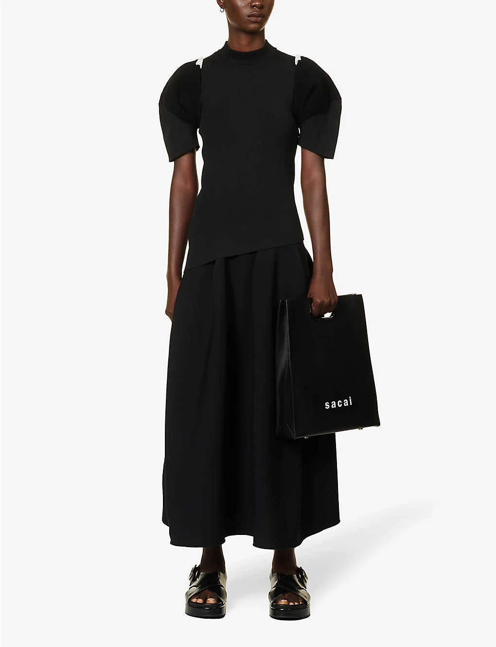Sacai Cut-out Asymmetric-hem Knitted Top 2 Sacai Cut-out Asymmetric-hem Knitted Top - Image 2