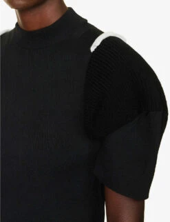 Sacai Cut-out Asymmetric-hem Knitted Top 11 Sacai Cut-out Asymmetric-hem Knitted Top -Whistles Closet Shop R04180402 BLACK ALT05