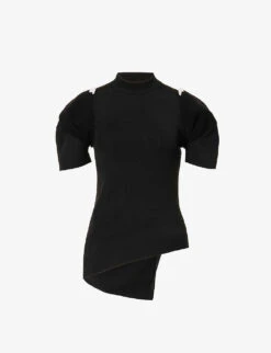 Sacai Cut-out Asymmetric-hem Knitted Top