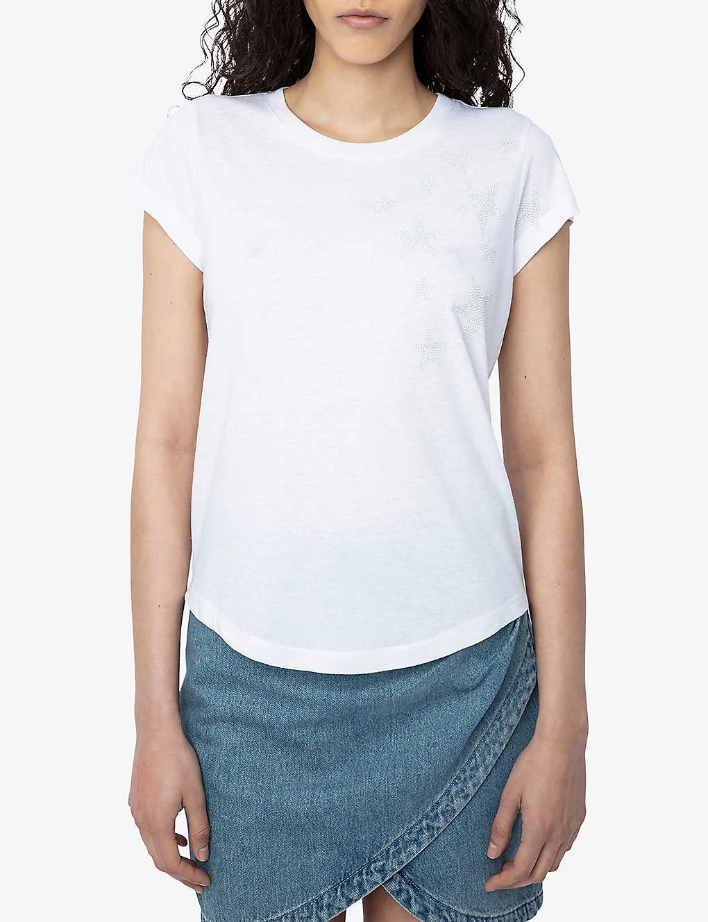 Zadig & Voltaire Skinny Stars Crystal-embellished Woven T-shirt 3 Zadig & Voltaire Skinny Stars Crystal-embellished Woven T-shirt - Image 3