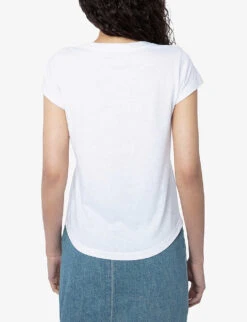 Zadig & Voltaire Skinny Stars Crystal-embellished Woven T-shirt 8 Zadig & Voltaire Skinny Stars Crystal-embellished Woven T-shirt -Whistles Closet Shop R04180440 BLANC ALT03