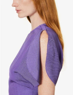 Victoria Beckham Gathered Split-sleeve Woven Midi Dress 9 Victoria Beckham Gathered Split-sleeve Woven Midi Dress -Whistles Closet Shop R04180519 VIOLET ALT04