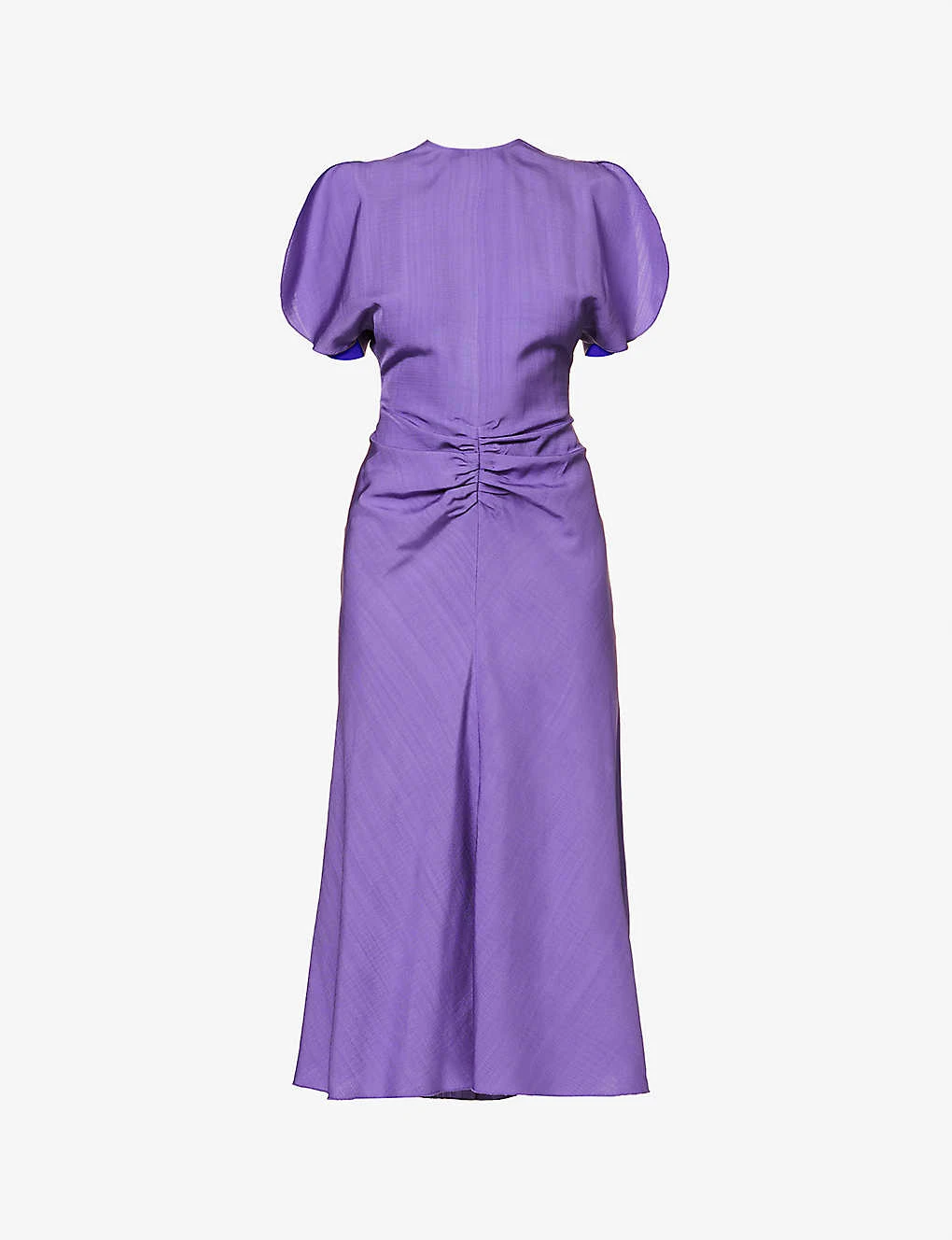 Victoria Beckham Gathered Split-sleeve Woven Midi Dress 1 Victoria Beckham Gathered Split-sleeve Woven Midi Dress
