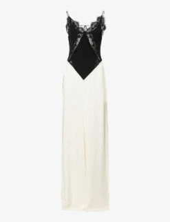 Victoria Beckham V-neck Lace-trim Woven Maxi Dress