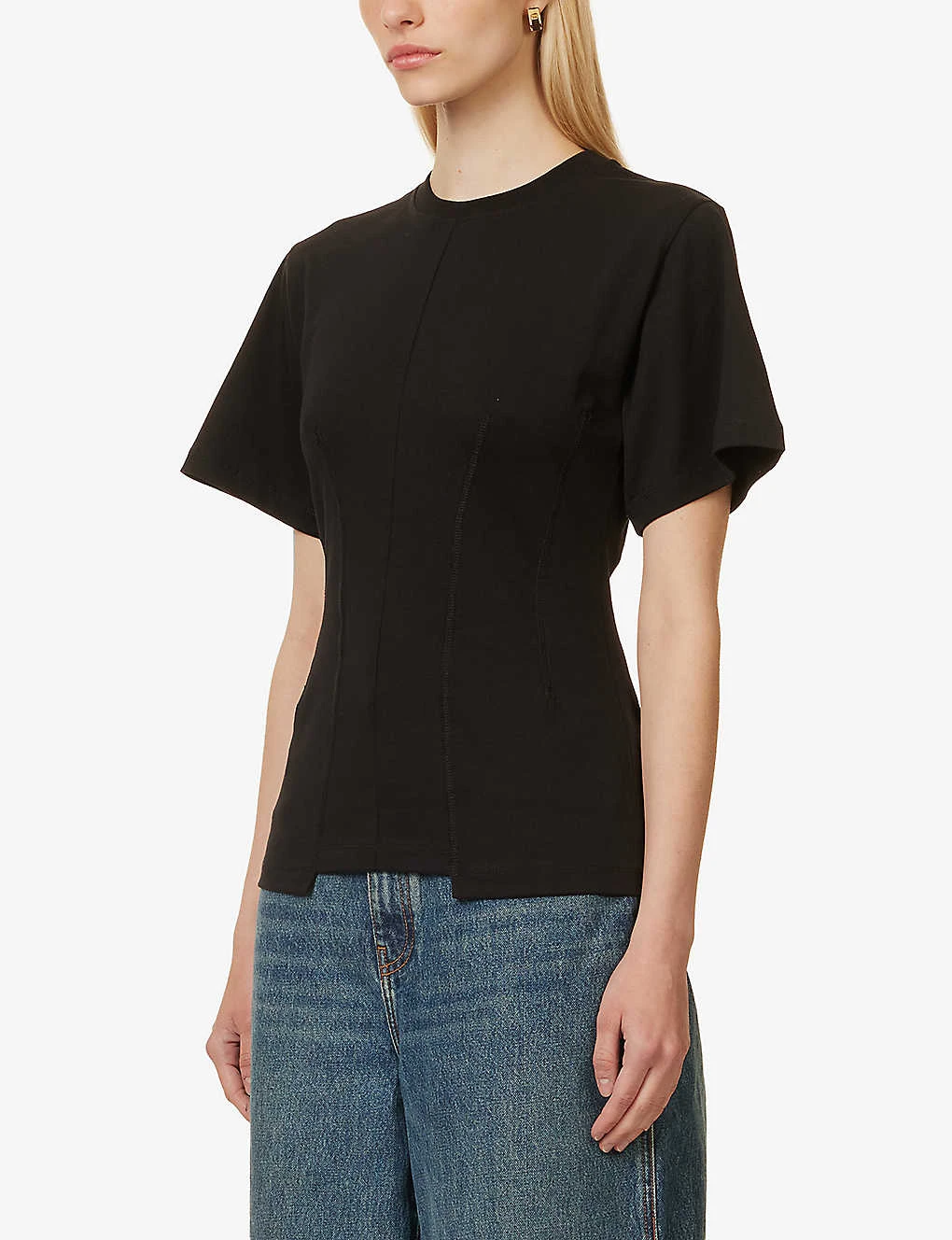Victoria Beckham Slim-fit Asymmetric-hem Organic-cotton T-shirt 3 Victoria Beckham Slim-fit Asymmetric-hem Organic-cotton T-shirt - Image 3