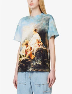 Roberto Cavalli Graphic-print Short-sleeved Cotton-jersey T-shirt 7 Roberto Cavalli Graphic-print Short-sleeved Cotton-jersey T-shirt -Whistles Closet Shop R04180673 MULTICOLOUR ALT02