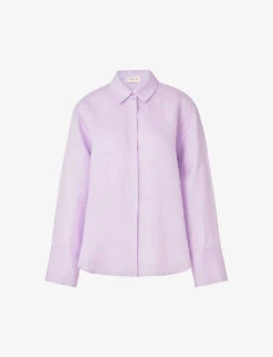 By Malina Candace Pearlescent-button Relaxed-fit Linen-blend Shirt