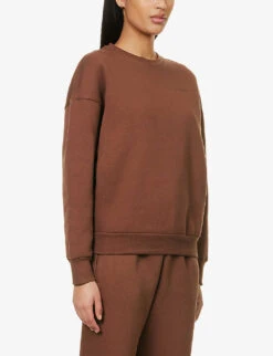 365 Logo-embroidered Organic Cotton-blend Sweatshirt -Whistles Closet Shop R04180888 CHOCOLATE ALT02