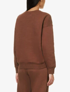 365 Logo-embroidered Organic Cotton-blend Sweatshirt -Whistles Closet Shop R04180888 CHOCOLATE ALT03