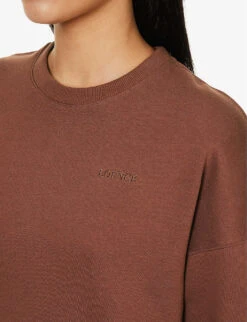 365 Logo-embroidered Organic Cotton-blend Sweatshirt -Whistles Closet Shop R04180888 CHOCOLATE ALT04