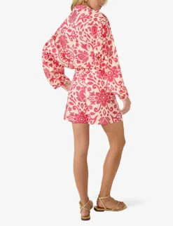 Paisley Graphic-pattern Relaxed-fit Cotton Shirt 5 Paisley Graphic-pattern Relaxed-fit Cotton Shirt -Whistles Closet Shop R04181105 CORAL ALT02