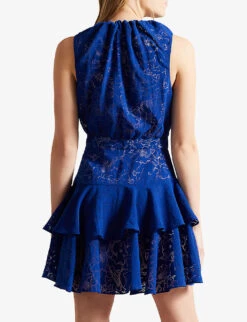 Ted Baker Timmia Devoré Floral-print Woven Mini Dress -Whistles Closet Shop R04181226 BRTBLUE ALT03