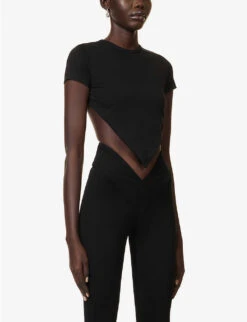 Backless Obsidian-embellished Stretch-cotton Top 7 Backless Obsidian-embellished Stretch-cotton Top -Whistles Closet Shop R04181379 BLACK ALT02