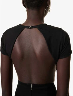 Backless Obsidian-embellished Stretch-cotton Top 9 Backless Obsidian-embellished Stretch-cotton Top -Whistles Closet Shop R04181379 BLACK ALT04