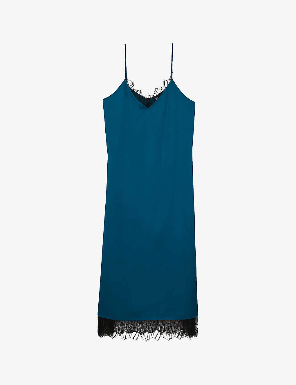 THE KOOPLES Lace-trim Satin Slip Midi Dress 1 THE KOOPLES Lace-trim Satin Slip Midi Dress