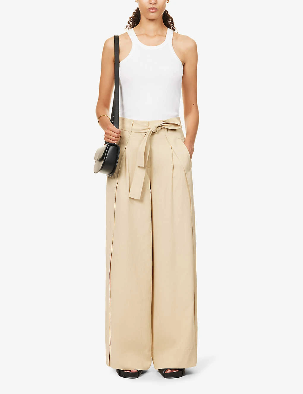 ME AND EM Belted Wide-leg High-rise Woven Trousers 2 ME AND EM Belted Wide-leg High-rise Woven Trousers - Image 2