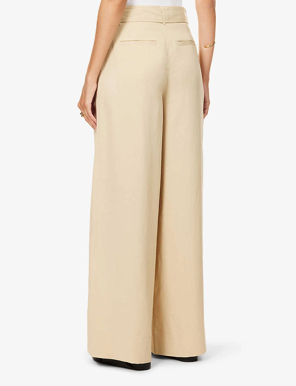 ME AND EM Belted Wide-leg High-rise Woven Trousers 4 ME AND EM Belted Wide-leg High-rise Woven Trousers - Image 4