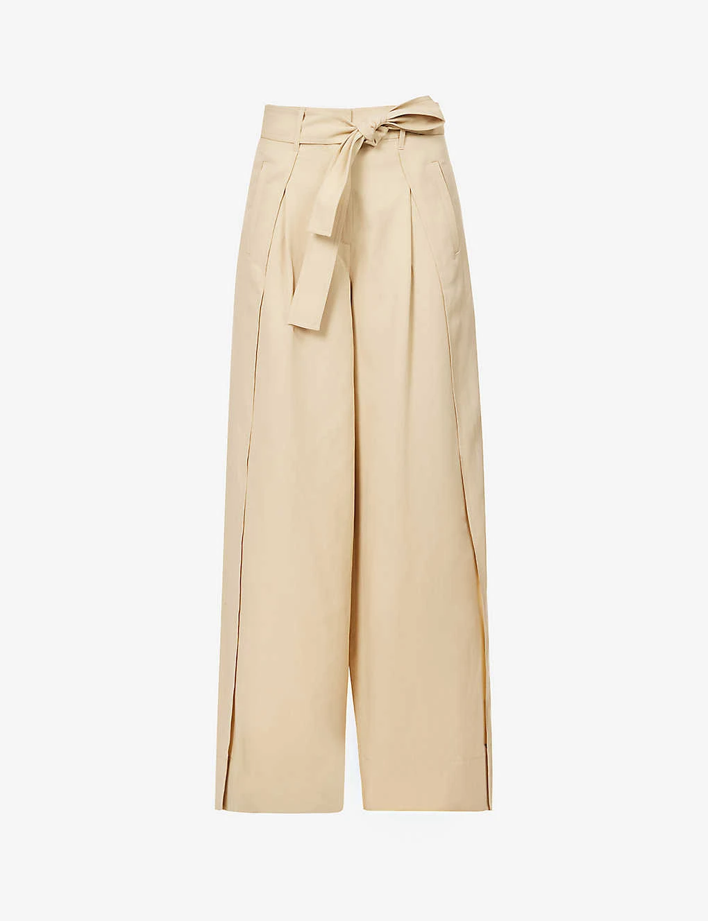 ME AND EM Belted Wide-leg High-rise Woven Trousers 1 ME AND EM Belted Wide-leg High-rise Woven Trousers