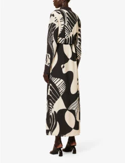 Realisme Cut-out Geometric-print Silk-crepe Maxi Dress -Whistles Closet Shop R04182005 PAPIER ALT03