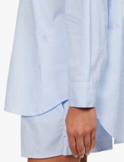 Sadie Striped Cotton Shirt -Whistles Closet Shop R04183727 DUSTYBLUWHTSTRIPE ALT03