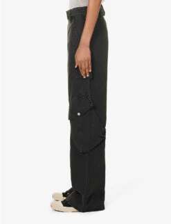 Acne Studios Potina Faded-wash Wide-leg Mid-rise Cotton Trousers -Whistles Closet Shop R04184379 WASHEDBLACK ALT02