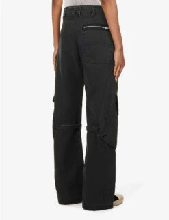 Acne Studios Potina Faded-wash Wide-leg Mid-rise Cotton Trousers -Whistles Closet Shop R04184379 WASHEDBLACK ALT03