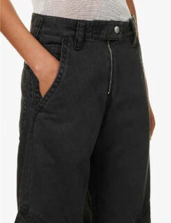 Acne Studios Potina Faded-wash Wide-leg Mid-rise Cotton Trousers -Whistles Closet Shop R04184379 WASHEDBLACK ALT04