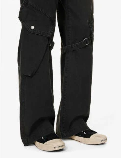 Acne Studios Potina Faded-wash Wide-leg Mid-rise Cotton Trousers -Whistles Closet Shop R04184379 WASHEDBLACK ALT05