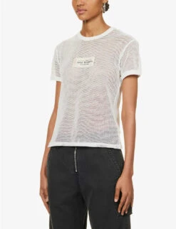 Acne Studios Etza Semi-sheer Cotton Knitted T-shirt -Whistles Closet Shop R04184388 WHITE ALT02